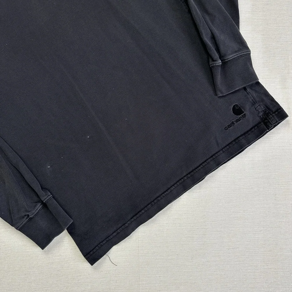 Vtg Carhartt Mock Neck Long Sleeve Workwear Shirt Men M Black Fade Distressed